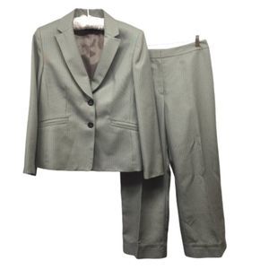 Kasper Tan Herringbone Crop Pants & Blazer Suit 14